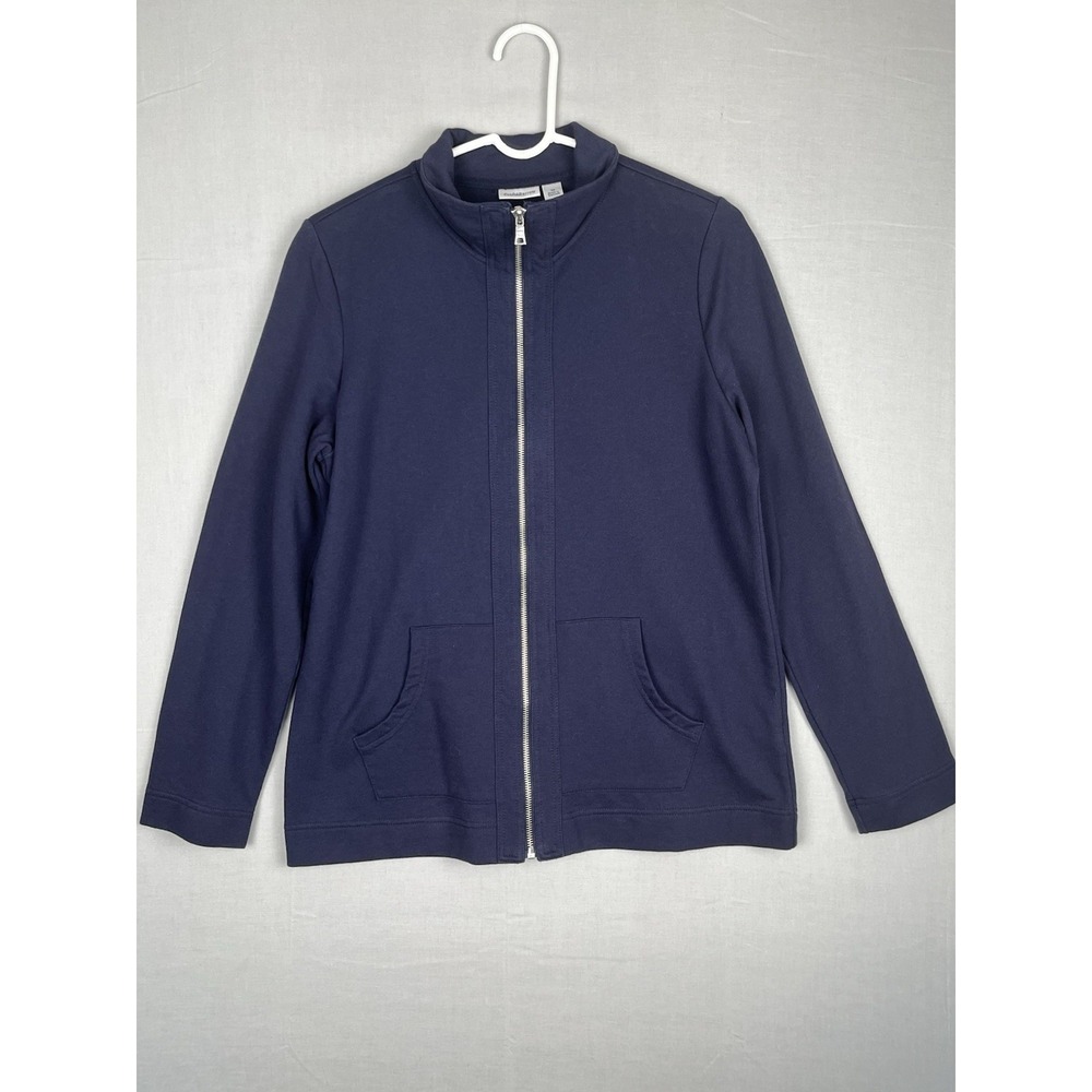 Croft & Barrow Womens Medium Blue Full Zip Jacket Long Sleeve Casual